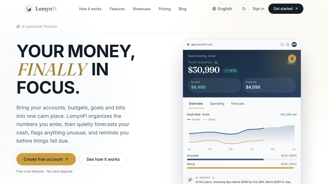 LumynFi running at lumynfi.com