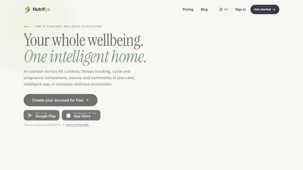 Nutrifya running at nutrifya.com