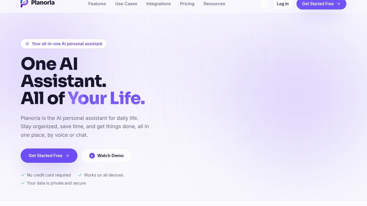 Planoria on a desktop browser