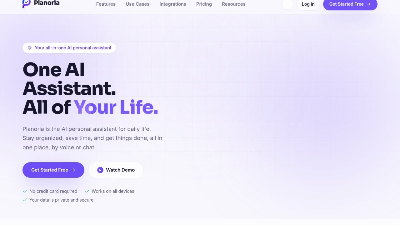 Planoria running at planoria.app